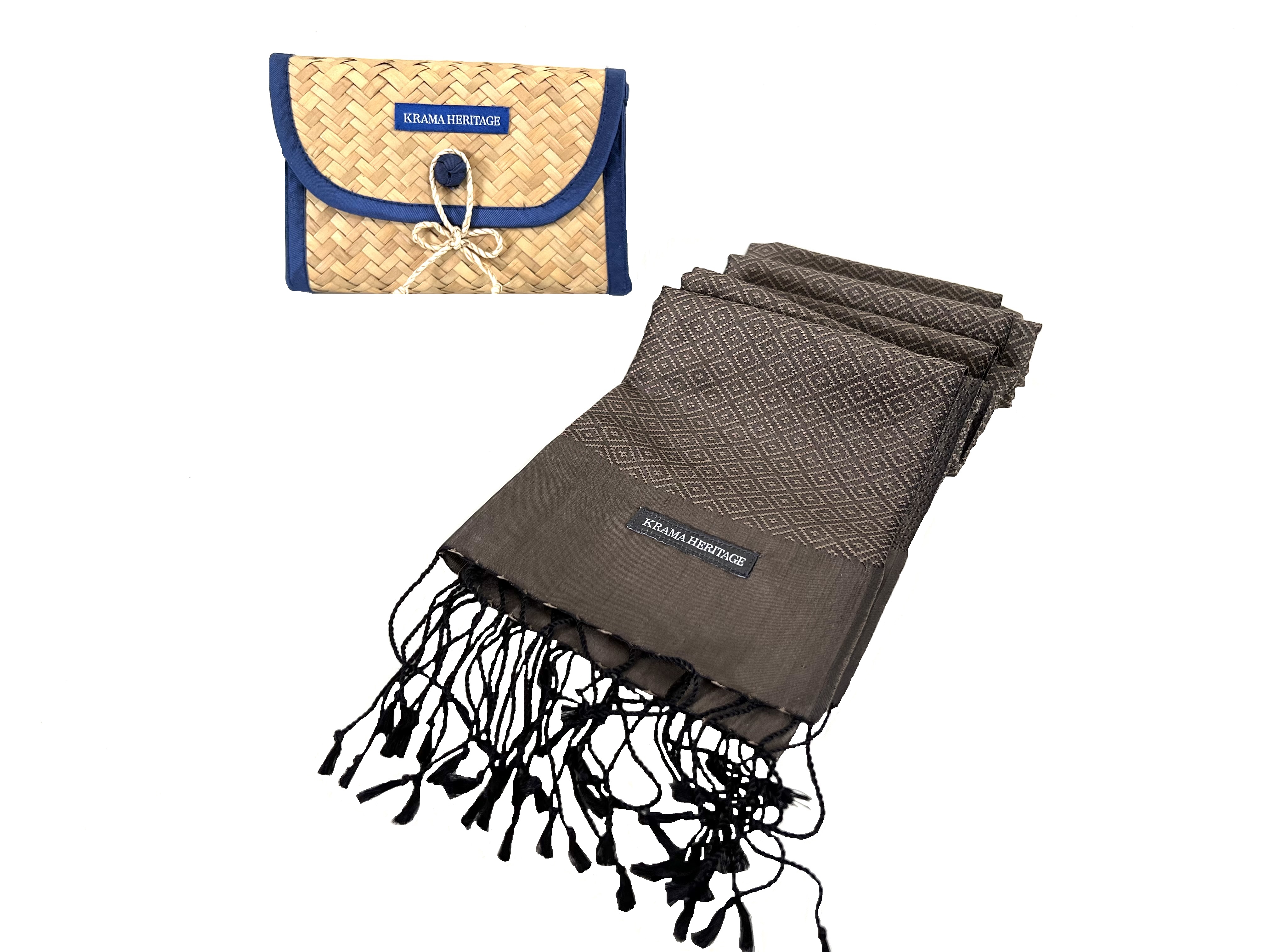 Le Krama en Soie Diamond Luxueux Bronze 7