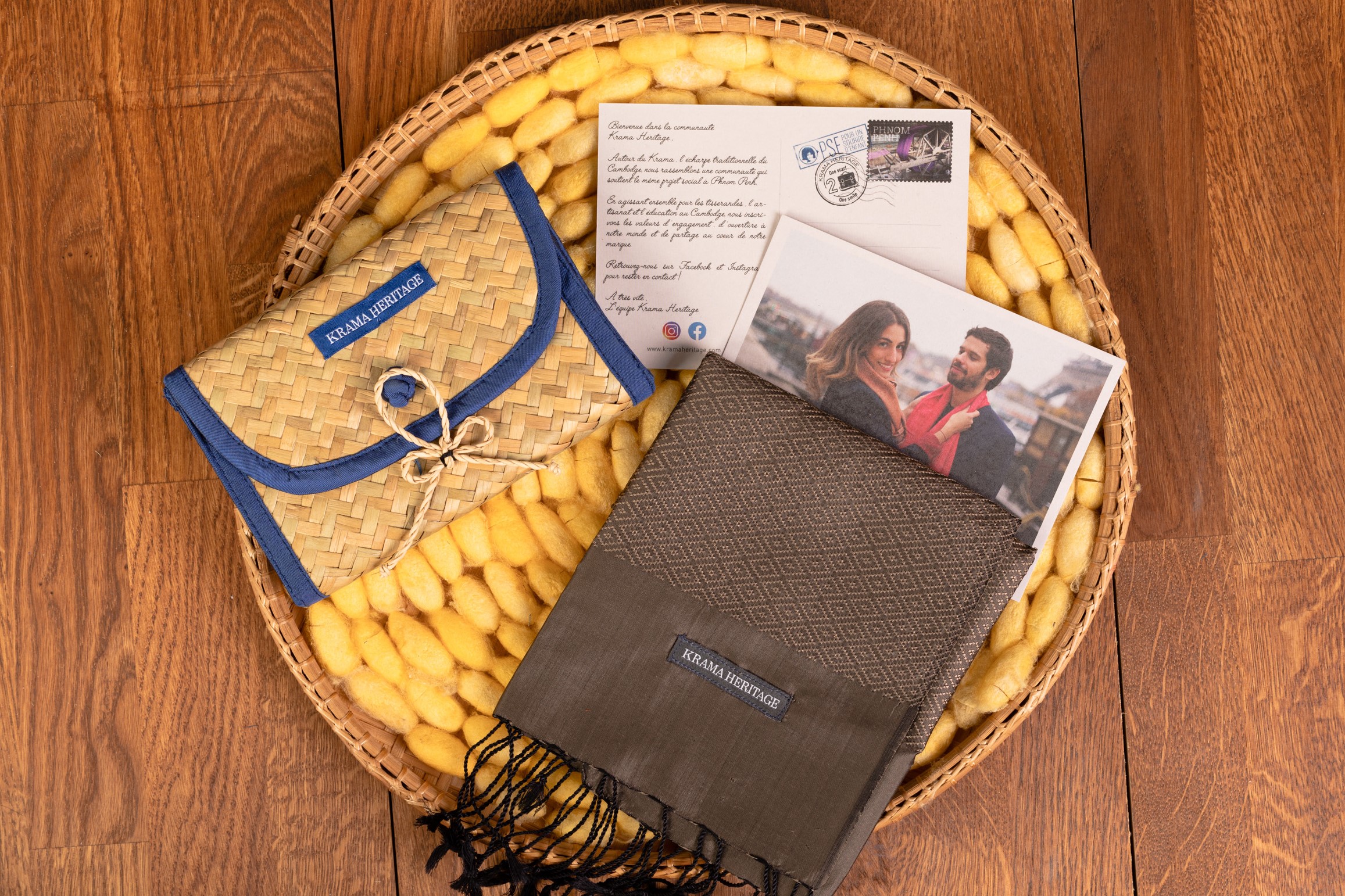 Le Krama en Soie Diamond Luxueux Bronze 2