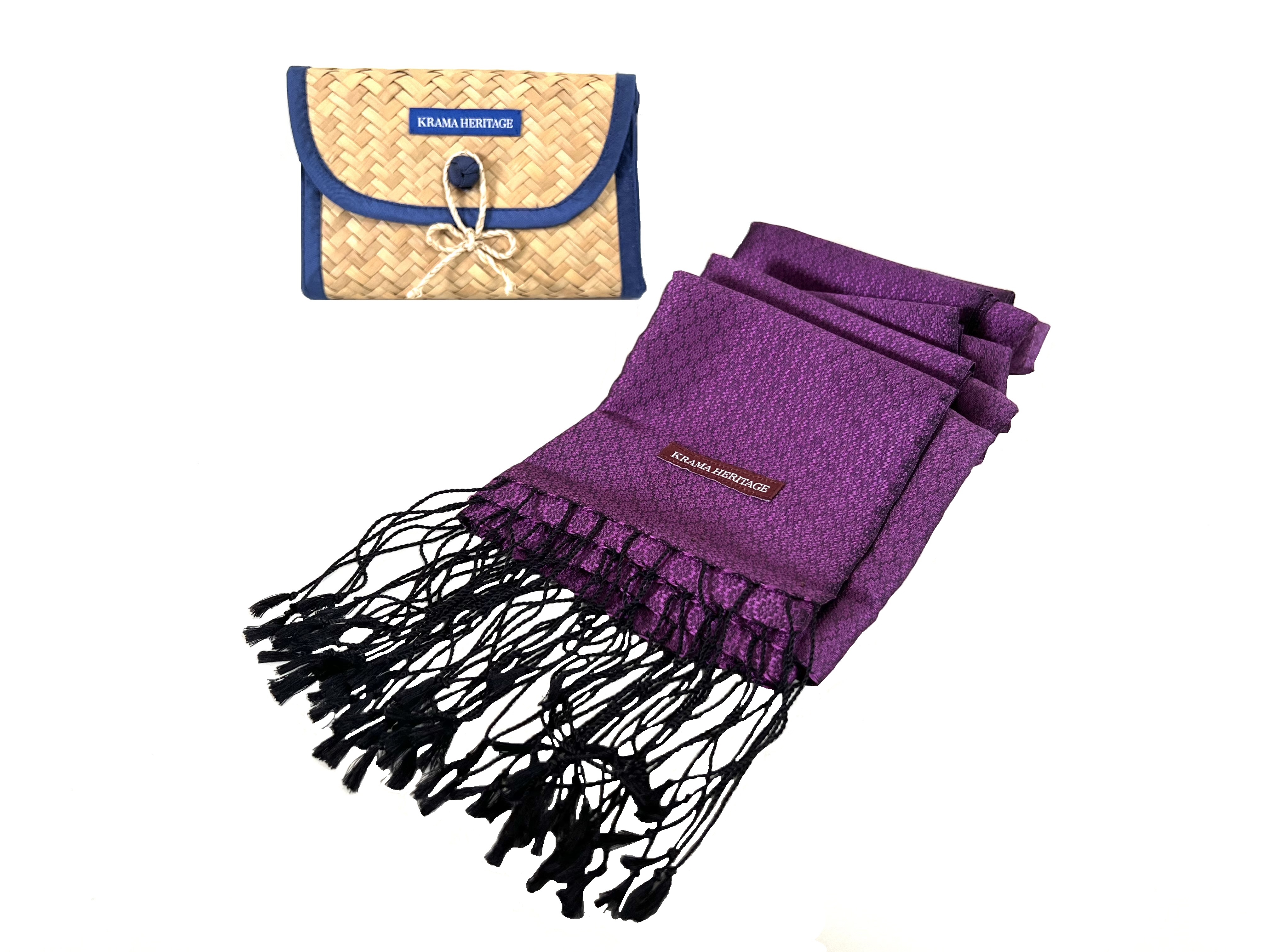 Le Krama en Soie Jasmin Luxueux Améthyste 7