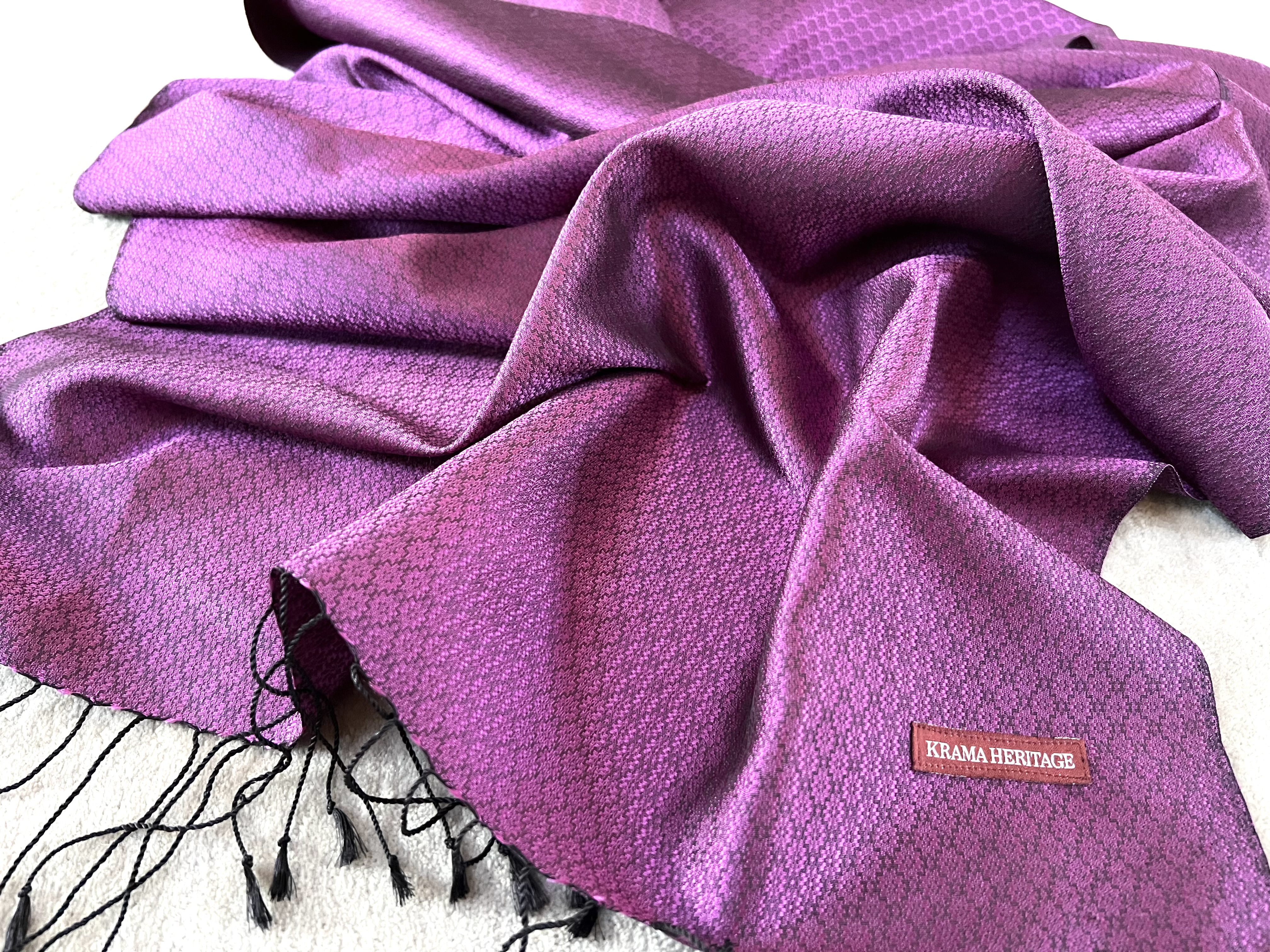 Le Krama en Soie Jasmin Luxueux Améthyste 8