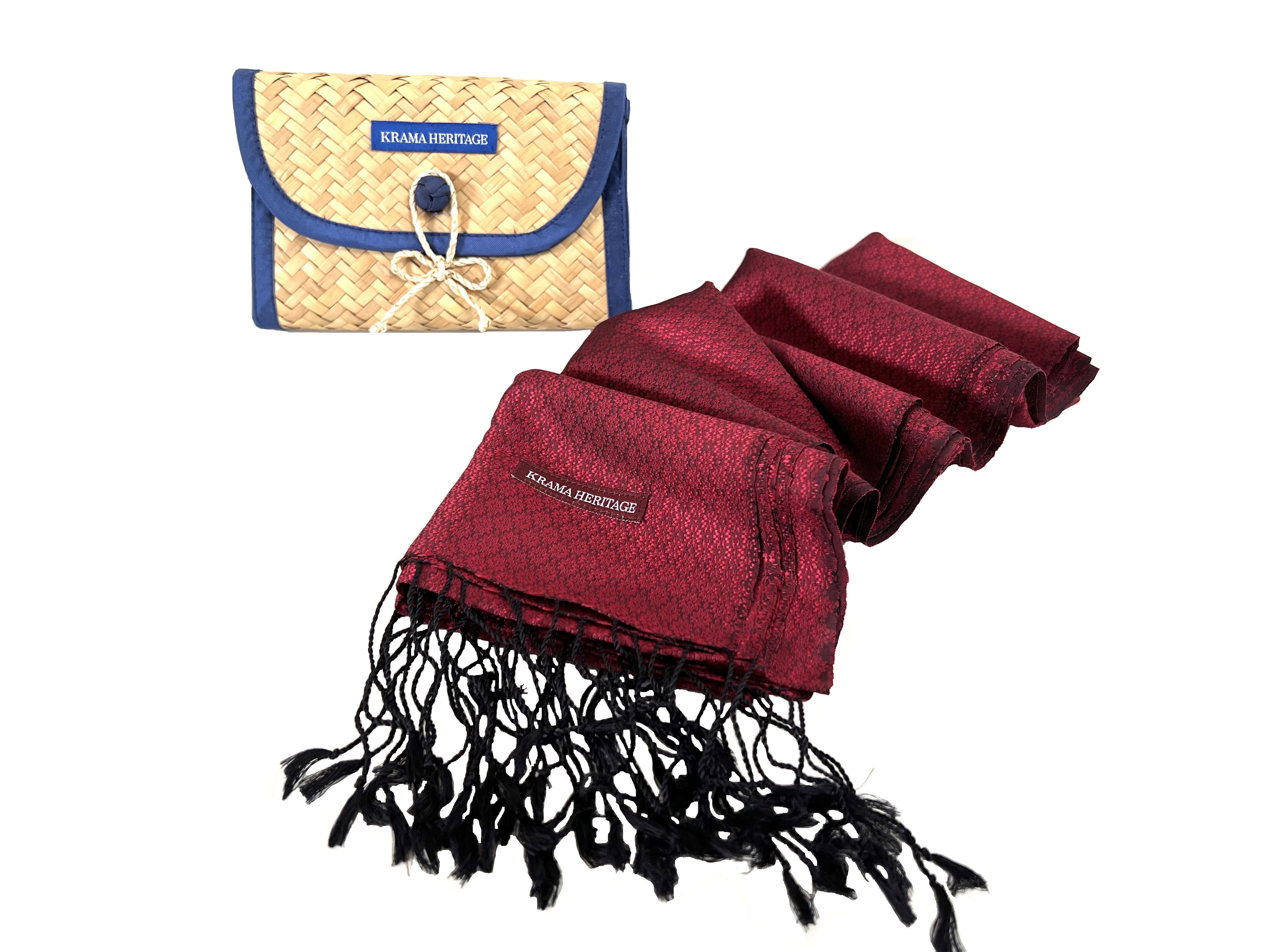 Le Krama en Soie Jasmin Luxueux Rubis 7