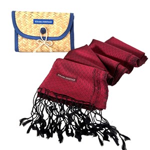 Le Krama en Soie Jasmin Luxueux Rubis