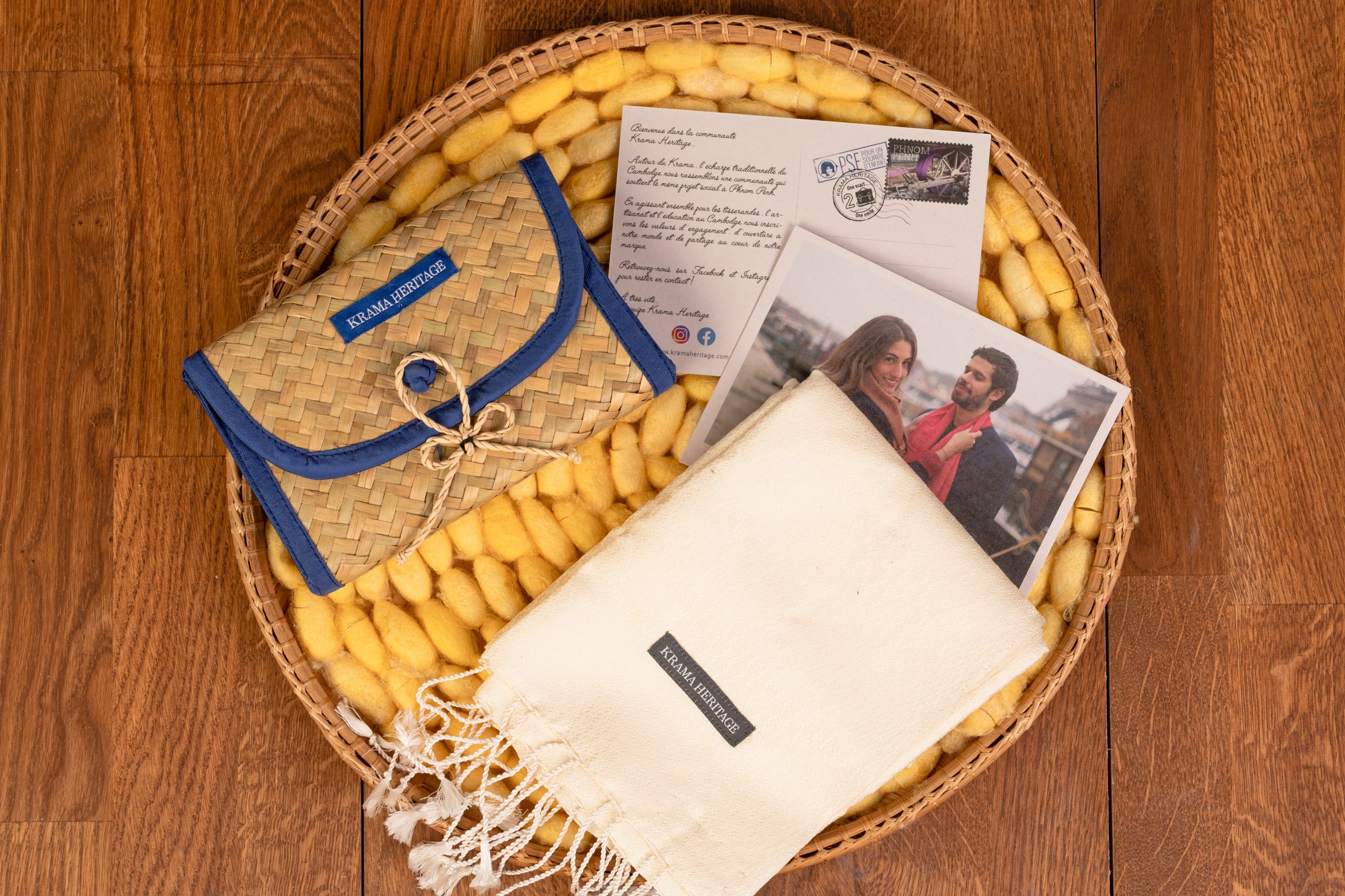 Le Krama en Soie Jasmin Luxueux Perle 2