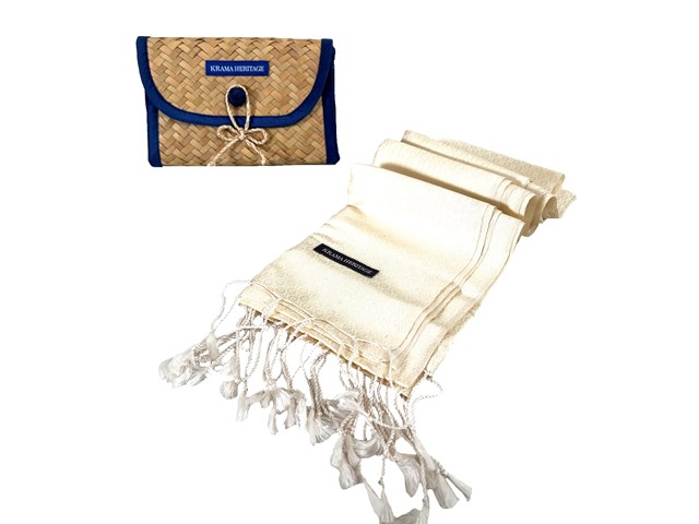 Le Krama en Soie Jasmin Luxueux Perle 7