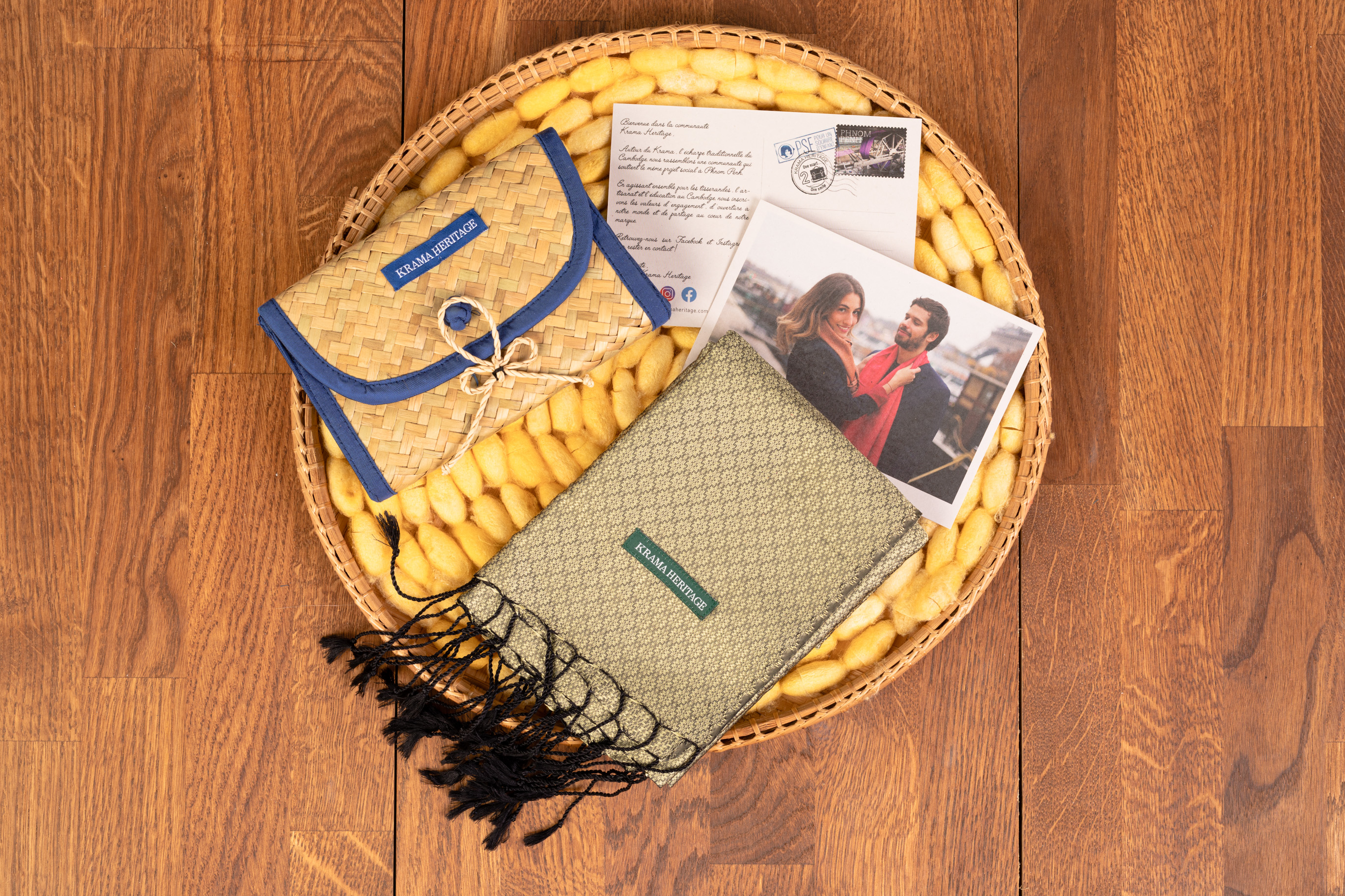 Le Krama en Soie Jasmin Luxueux Emeraude 2