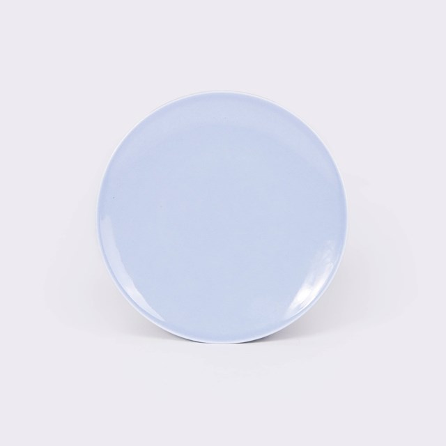 assiette à dessert ronde plate en porcelaine bleu clair