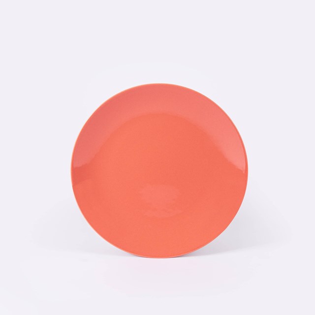 Assiette plate ronde en porcelaine terracotta de face