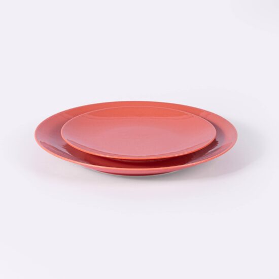 Assiette plate ronde en porcelaine terracotta