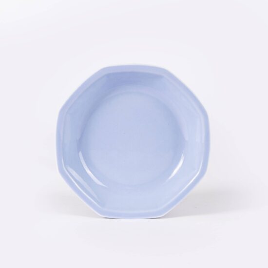 assiette creuse octogonale en porcelaine bleu clair