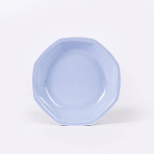 Assiette creuse octogonale en porcelaine - Bleu clair