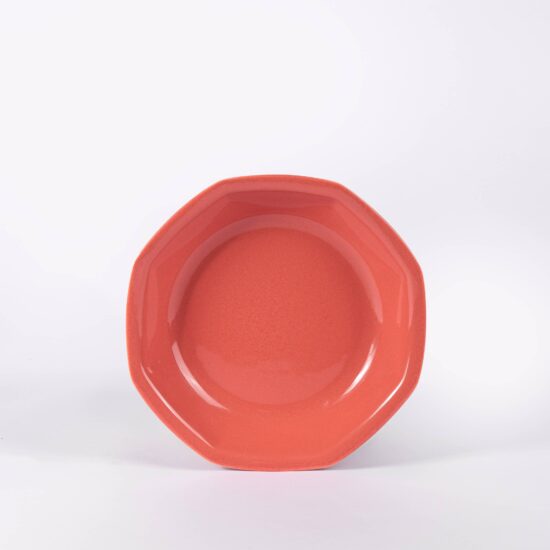 assiette creuse octogonale en porcelaine terracotta