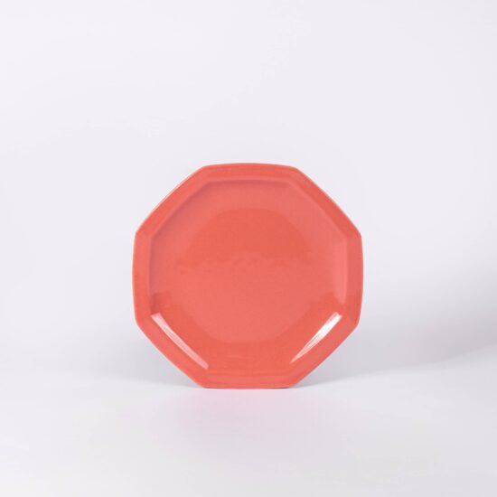 assiette à dessert octogonale en porcelaine terracotta