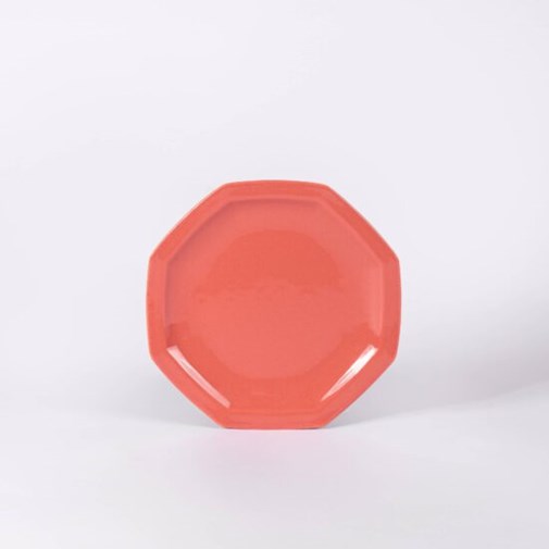 Assiette à dessert octogonale en porcelaine - Terracotta