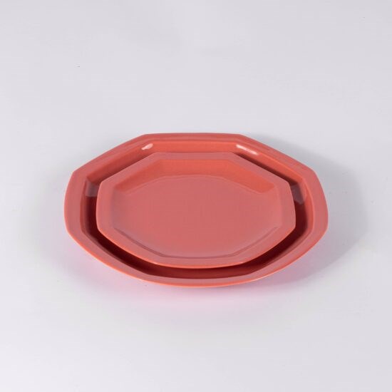 assiette à dessert octogonale en porcelaine terracotta