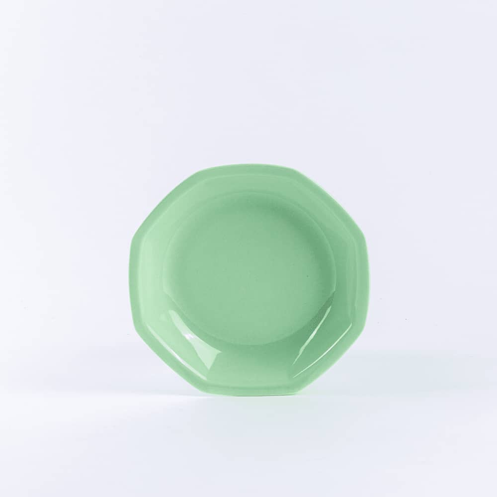 Assiette creuse octogonale en porcelaine - Vert 3