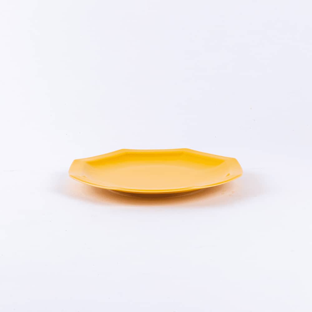 Assiette à dessert octogonale en porcelaine - Jaune 3