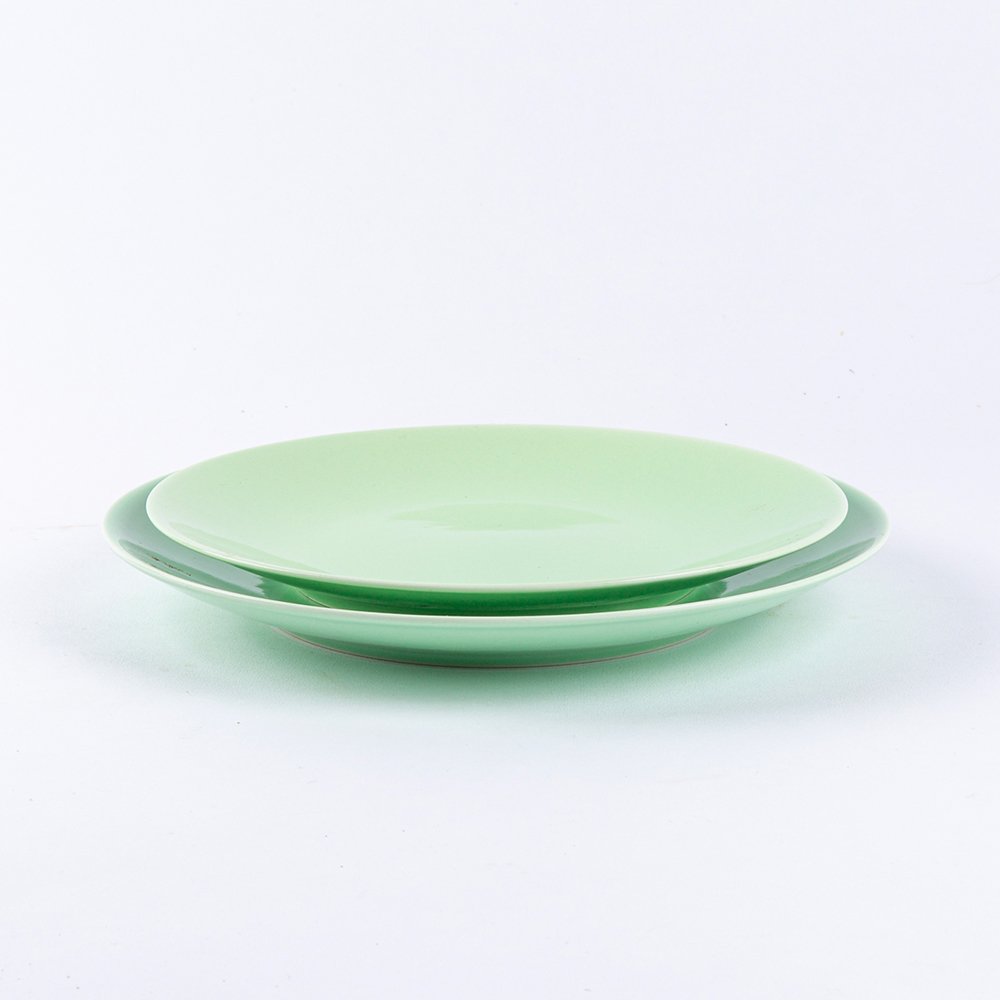 Assiette plate ronde en porcelaine - Vert 3