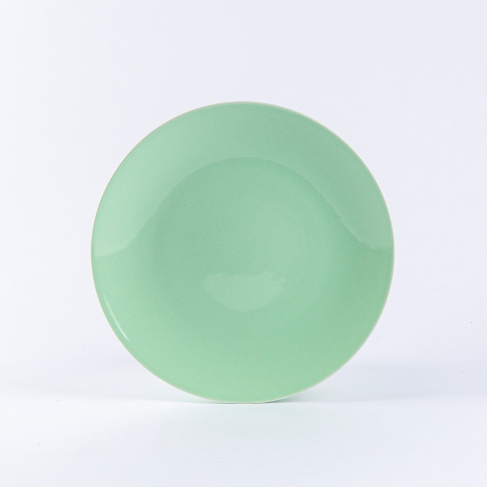 assiette plate ronde en porcelaine vert
