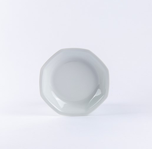 Assiette creuse octogonale en porcelaine de Limoges - Blanche
