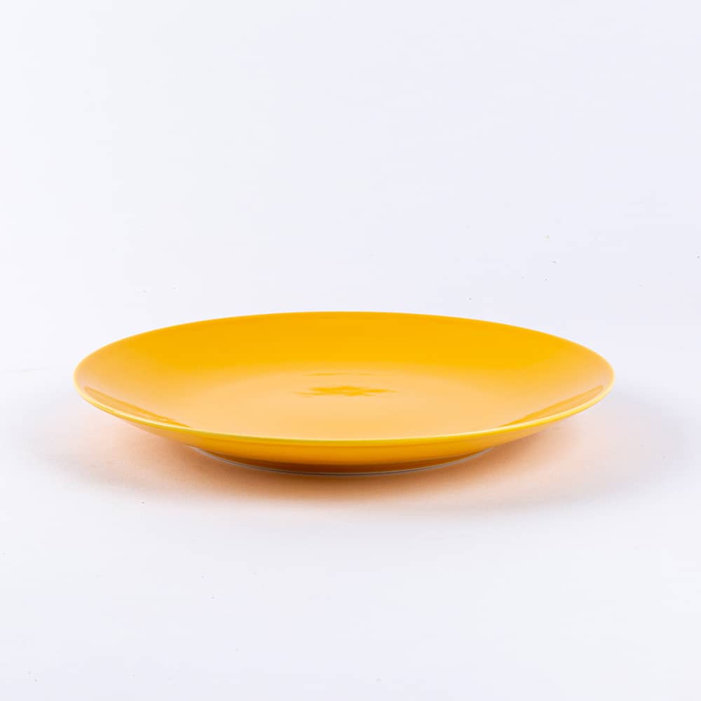 Assiette plate ronde en porcelaine - Jaune 2