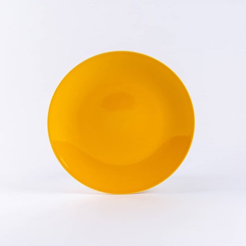 Assiette plate ronde en porcelaine - Jaune