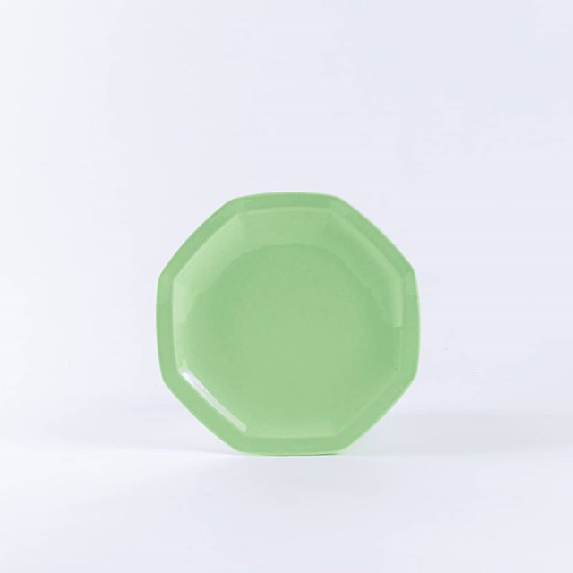 assiette à dessert octogonale en porcelaine verte