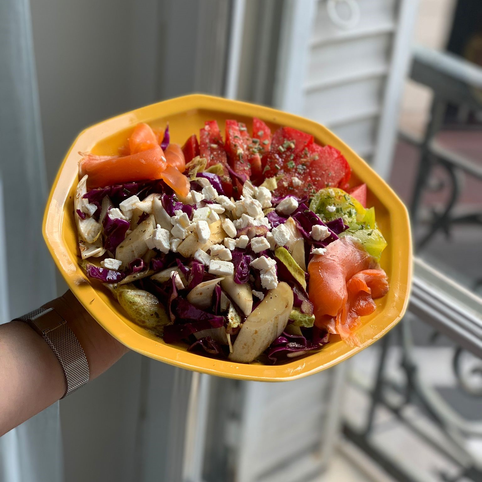 Assiette plate octogonale en porcelaine - Jaune solaire 4