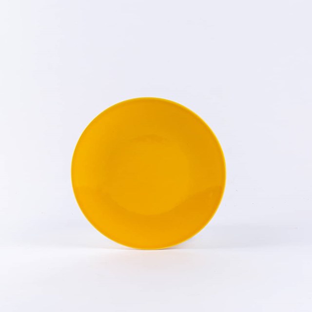 assiette à dessert ronde en porcelaine jaune