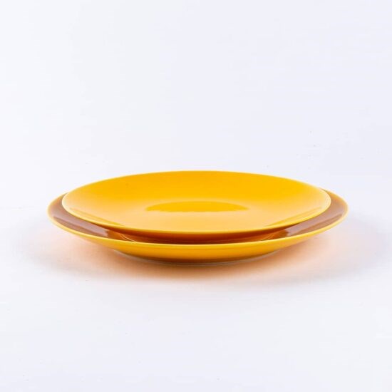 assiette à dessert ronde en porcelaine jaune
