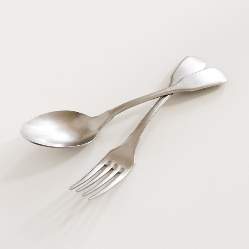 Fourchette de service Argentry inox patiné, fabriquée en Italie