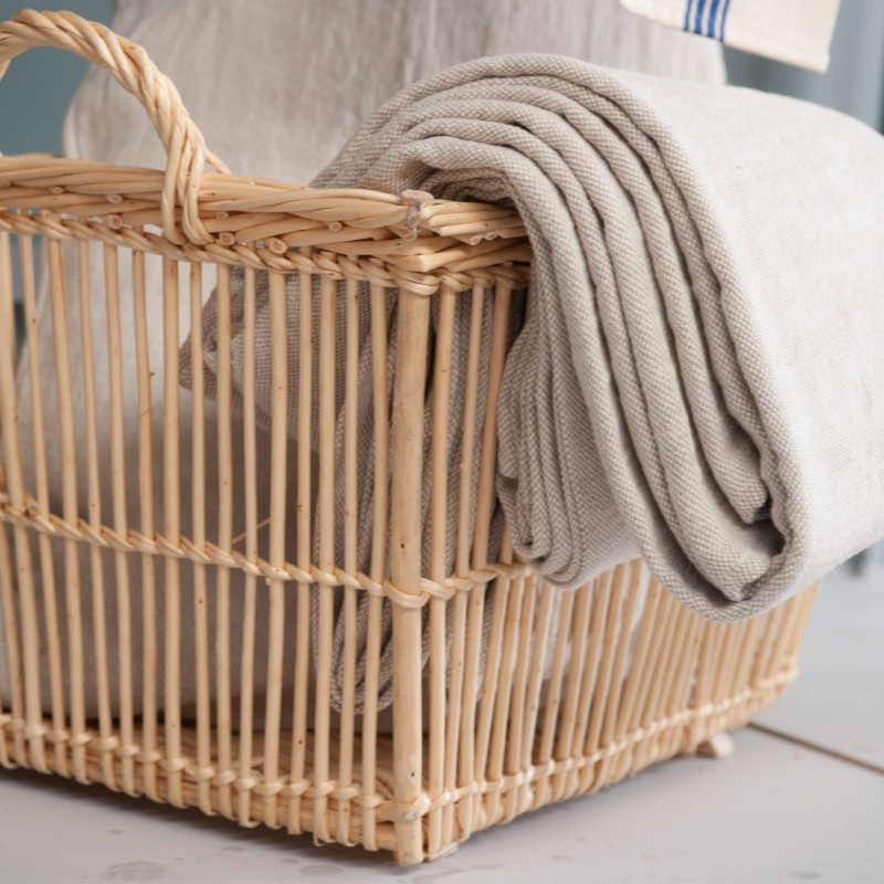 Manne à linge en osier, fabriquée en France