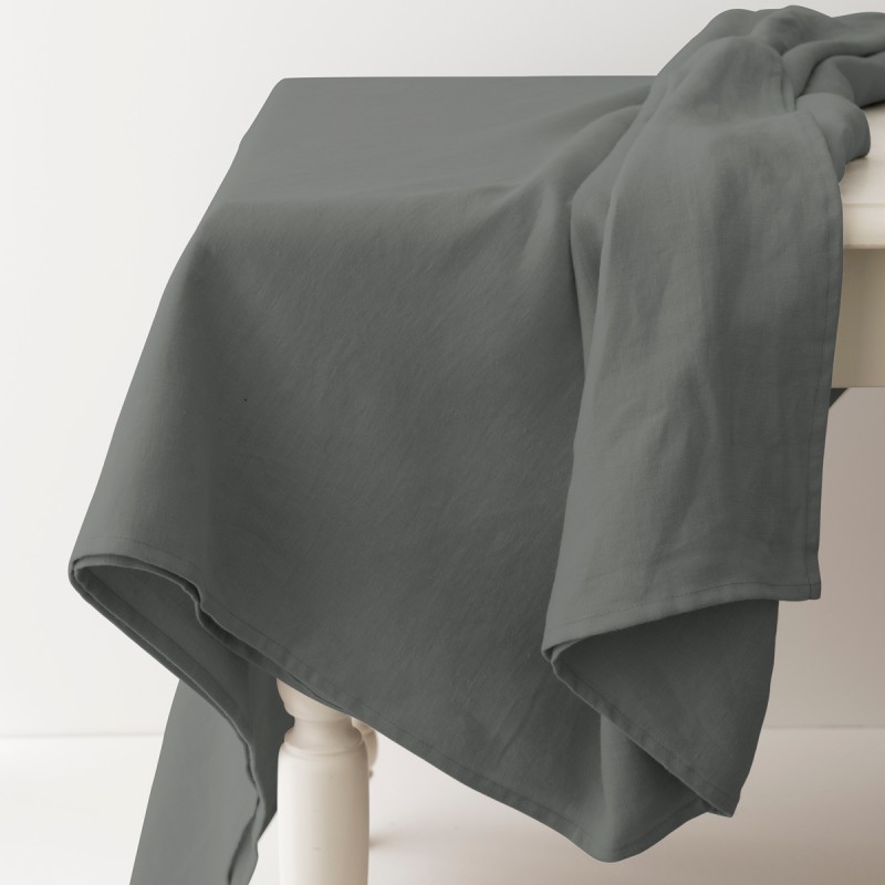Nappe en lin léger ardoise, fabriquée en France