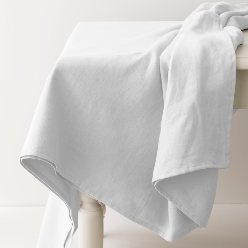 Nappe en lin léger blanc, fabriquée en France