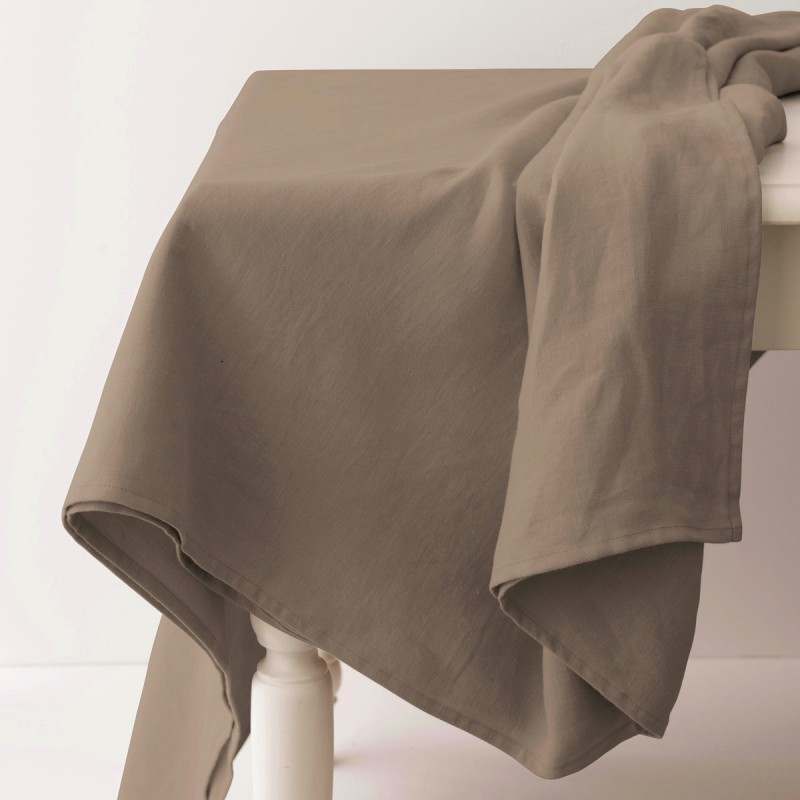Nappe en lin léger taupe, fabriquée en France