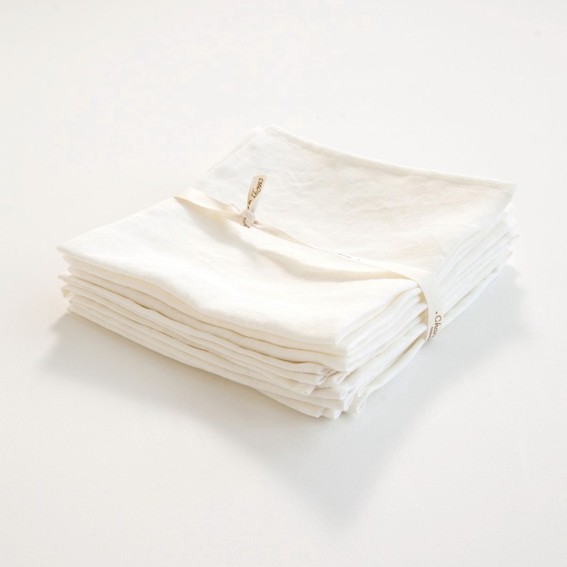 Serviette en lin léger blanc, fabriquée en France