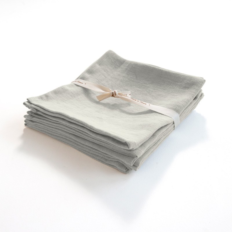 Serviette en lin léger cendre, fabriquée en France
