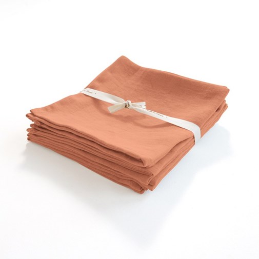 Serviette en lin léger - Corail