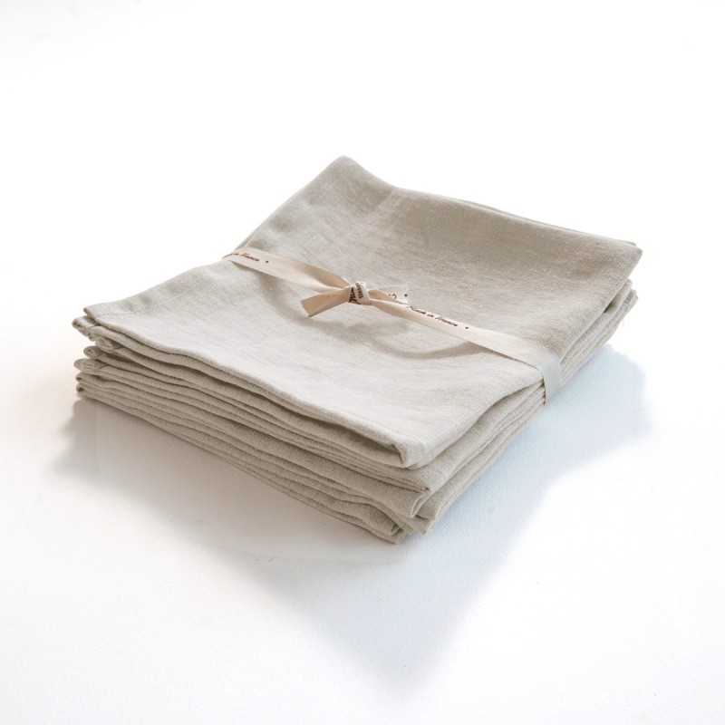 Serviette en lin léger naturel, fabriquée en France