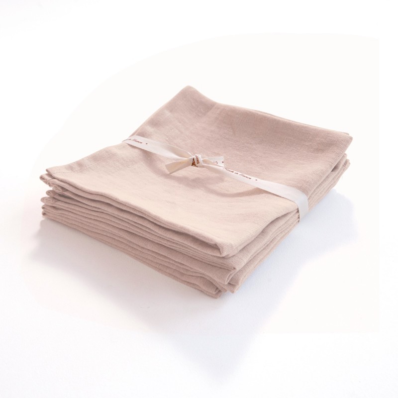 Serviette en lin léger taupe, fabriquée en France