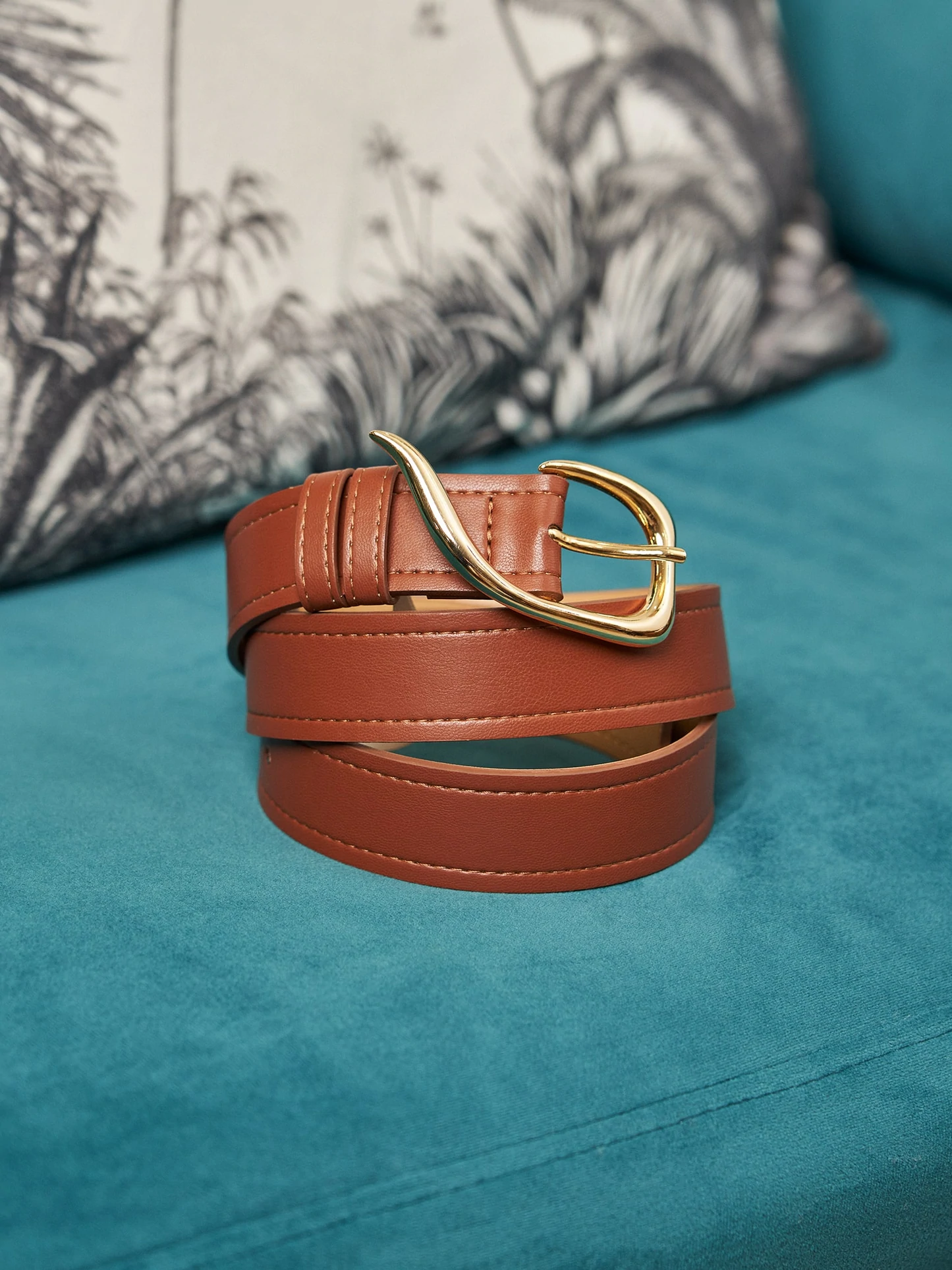 ceinture Virgule camel 100% recyclées, végétales et naturelles