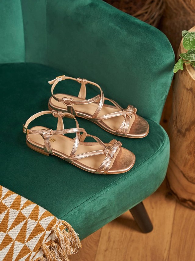 sandales Bornéo rose gold 100% recyclées, végétales et naturelles vue de face