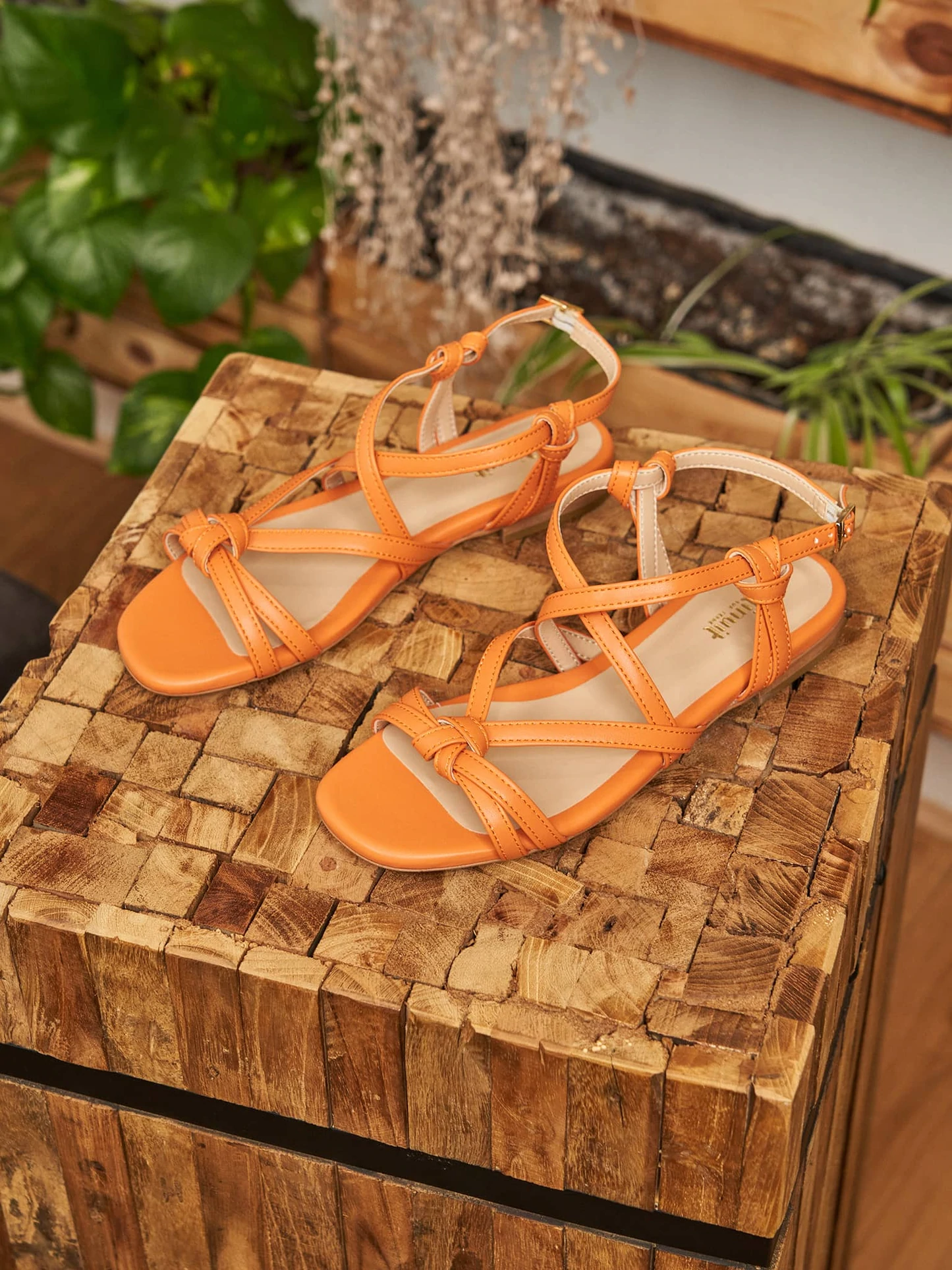 sandales Bornéo mandarine 100% recyclées, végétales et naturelles