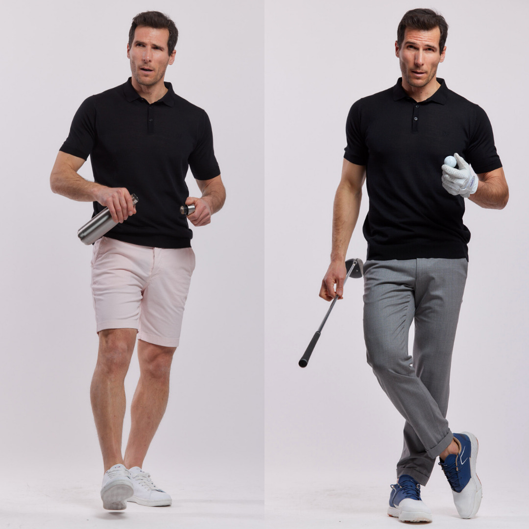 polo manches courtes Arguin en laine merinos et Tencel®, noir 11