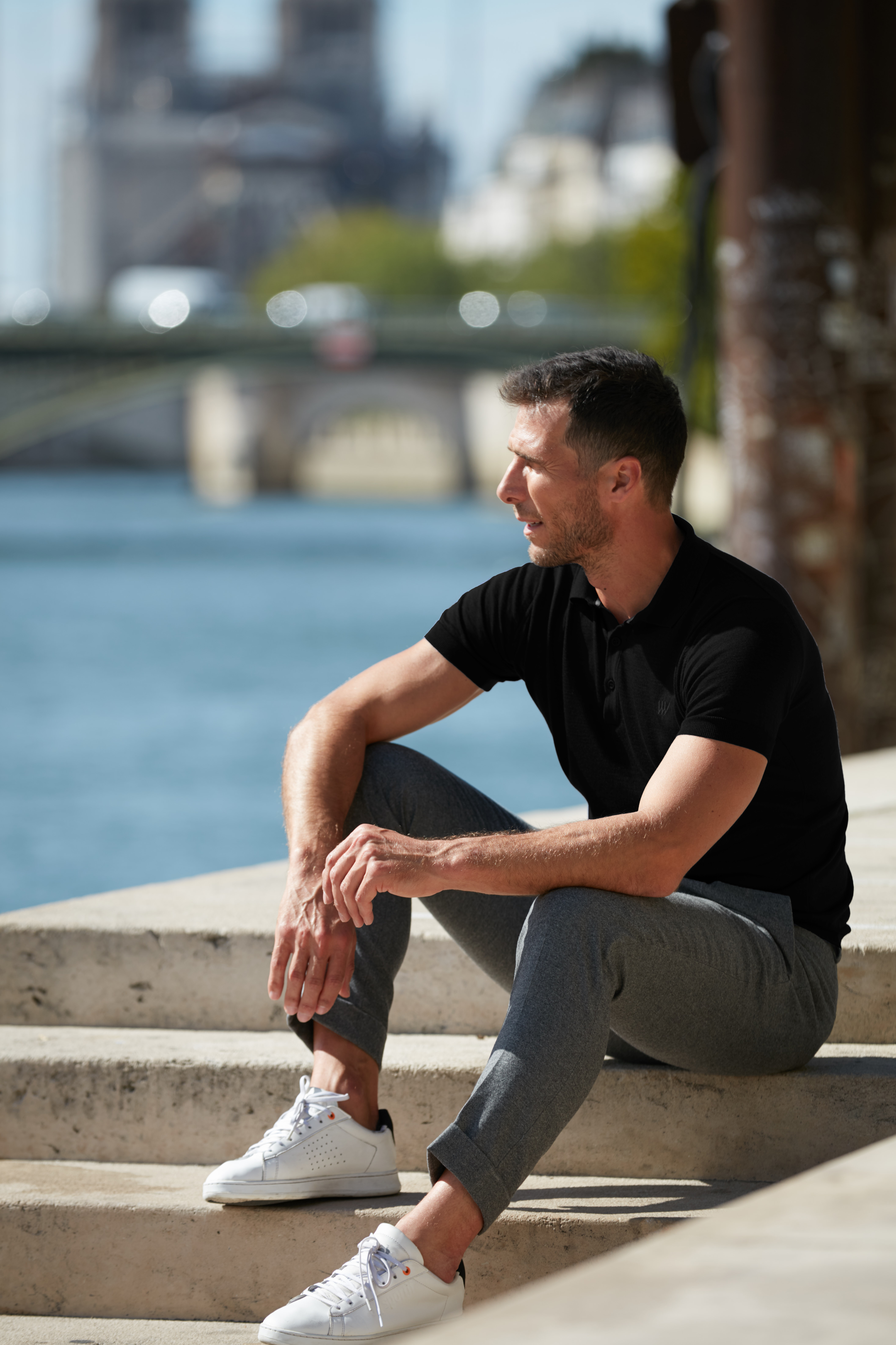 polo léger manches courtes Arguin en maille de merinos et Tencel