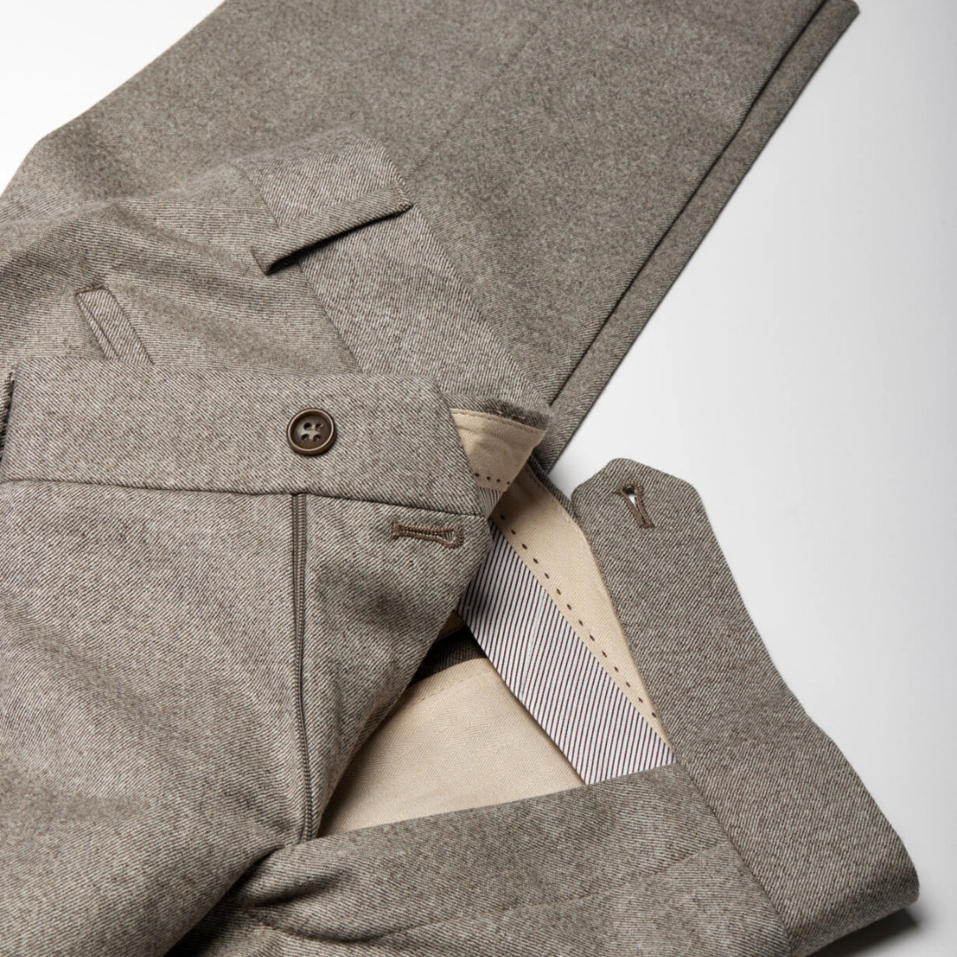 City Pant Wolbe sans pince homme beige en laine merinos super 130