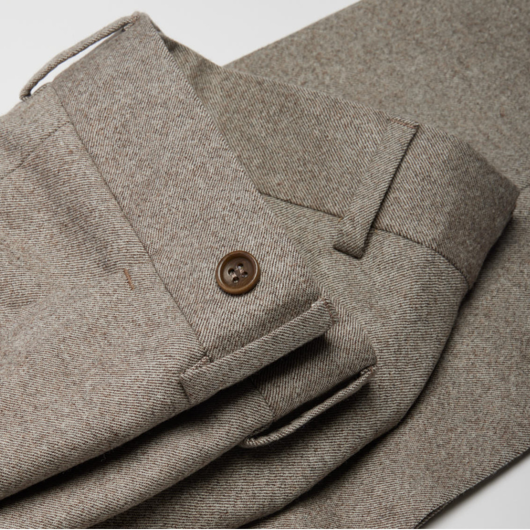 City Pant Wolbe sans pince homme beige en laine merinos super 130