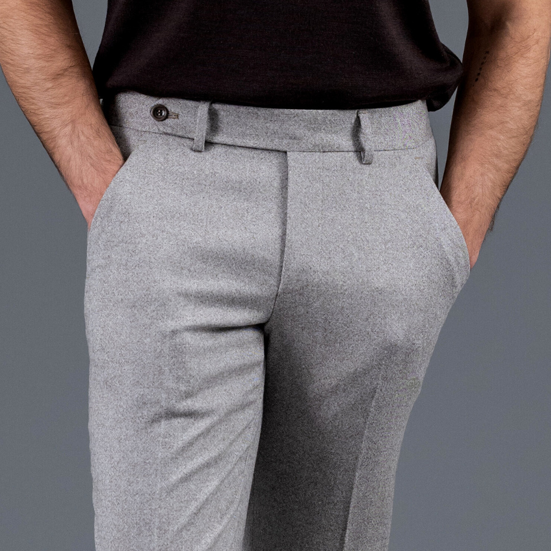 City Pant Wolbe sans pince homme beige en laine merinos super 130