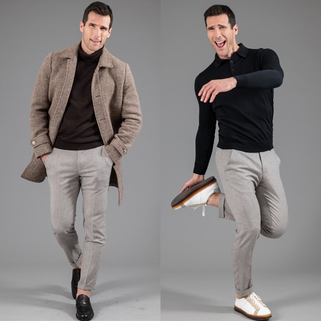 City Pant Wolbe sans pince homme beige en laine merinos super 130