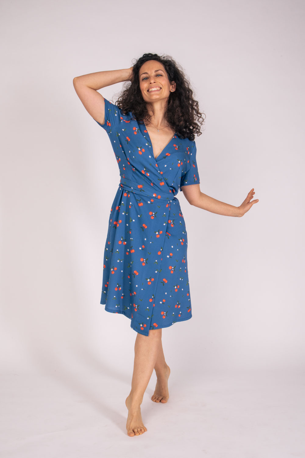 Robe Portefeuille Zuras Ecovero imprimé cerise - face