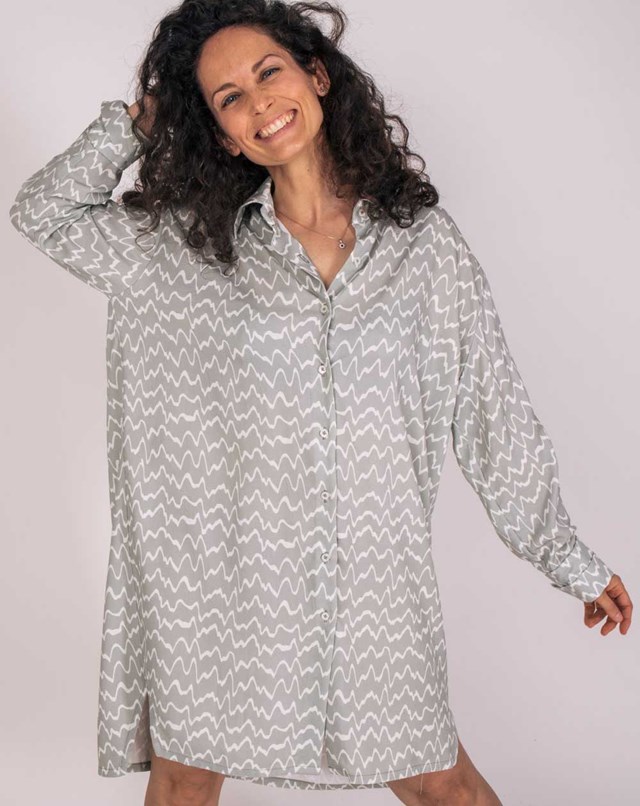 Robe Chemise Oversize Zazum Imprimé Vagues- mouvement